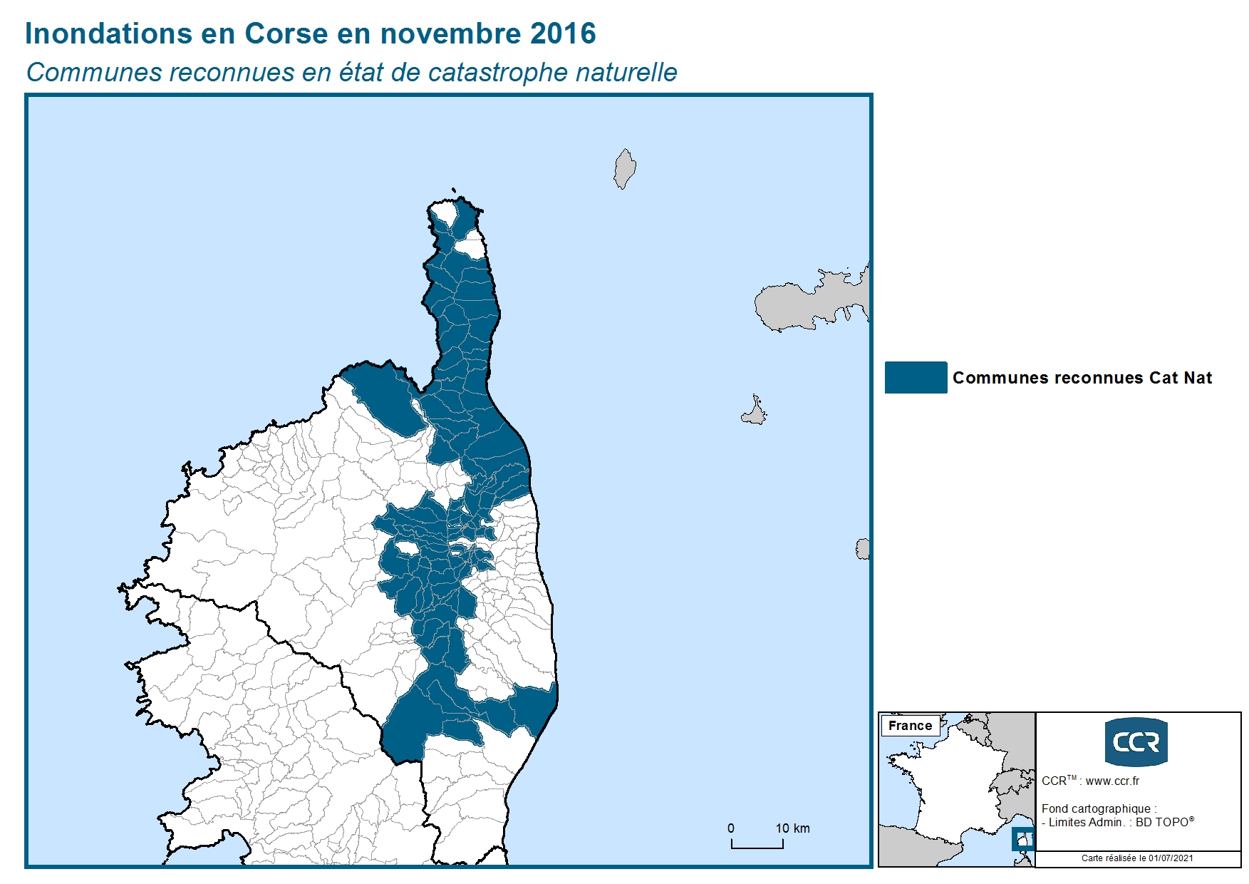 Communes reconnues en 굡t de catastrophes naturelle