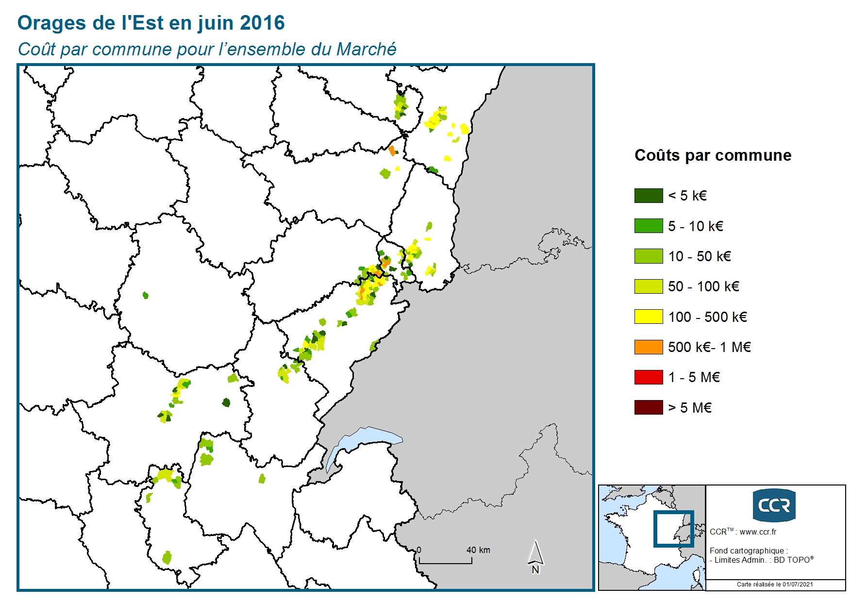 Cout par commune pour l'ensemble du marché