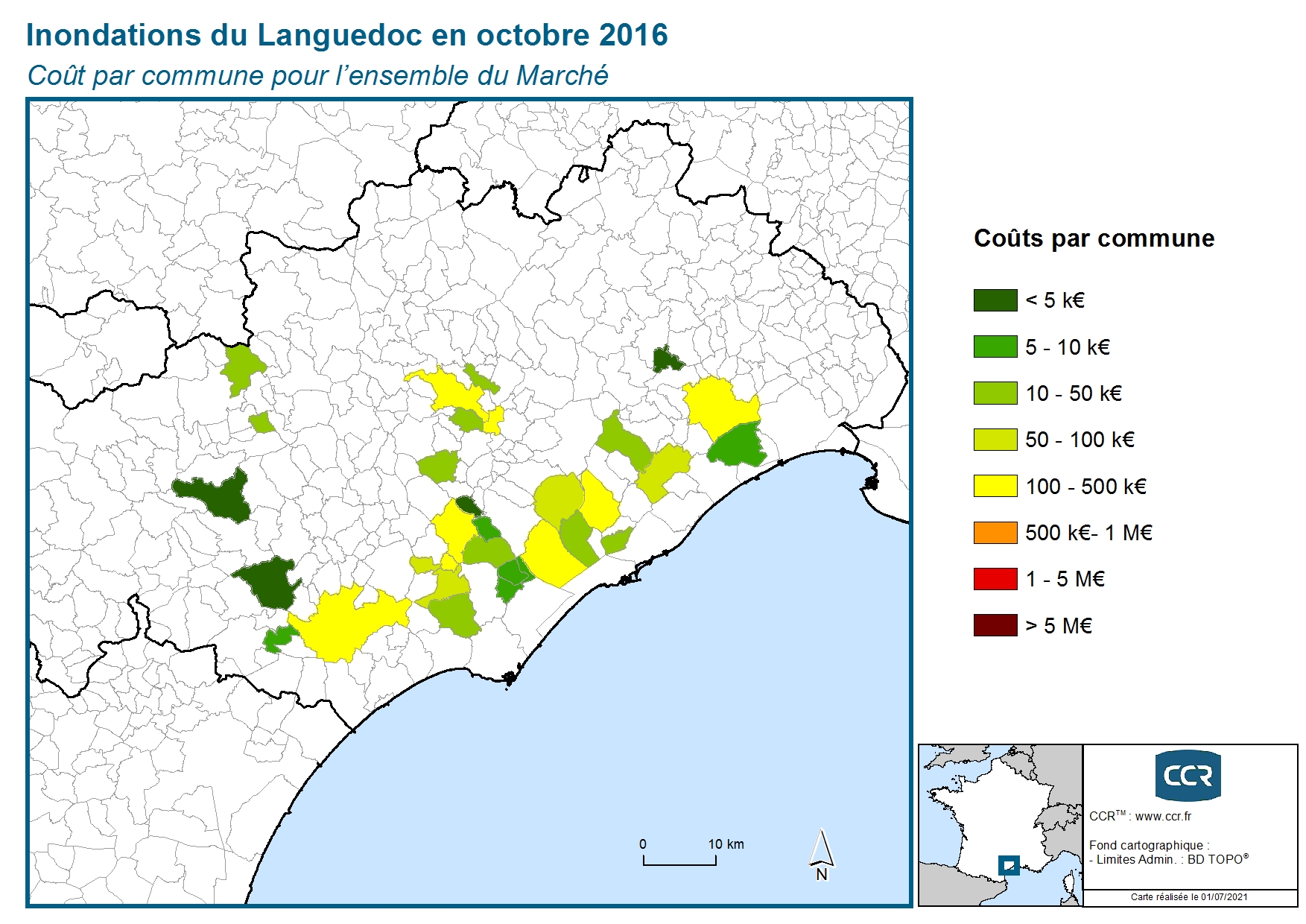 Cout par commune pour l'ensemble du marché