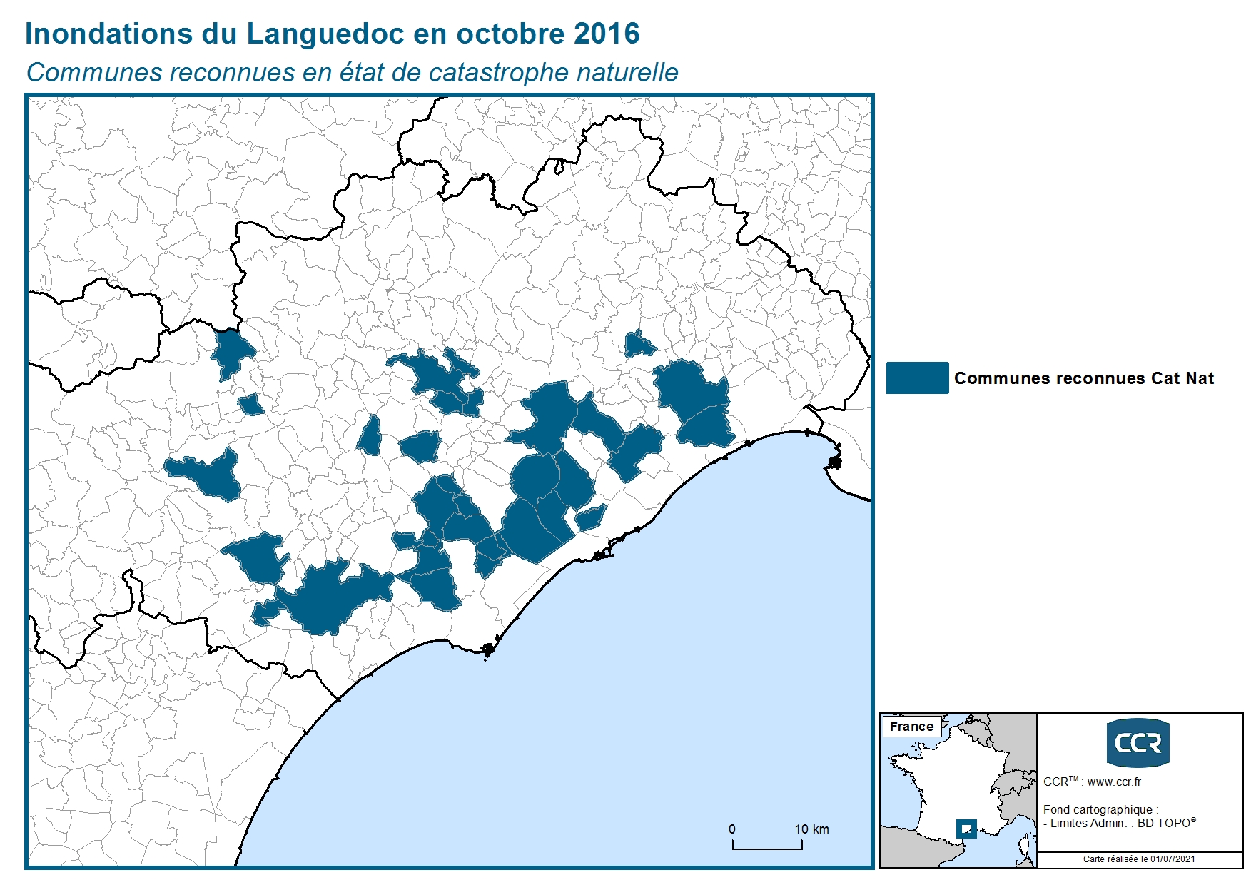 Communes reconnues en 굡t de catastrophes naturelle