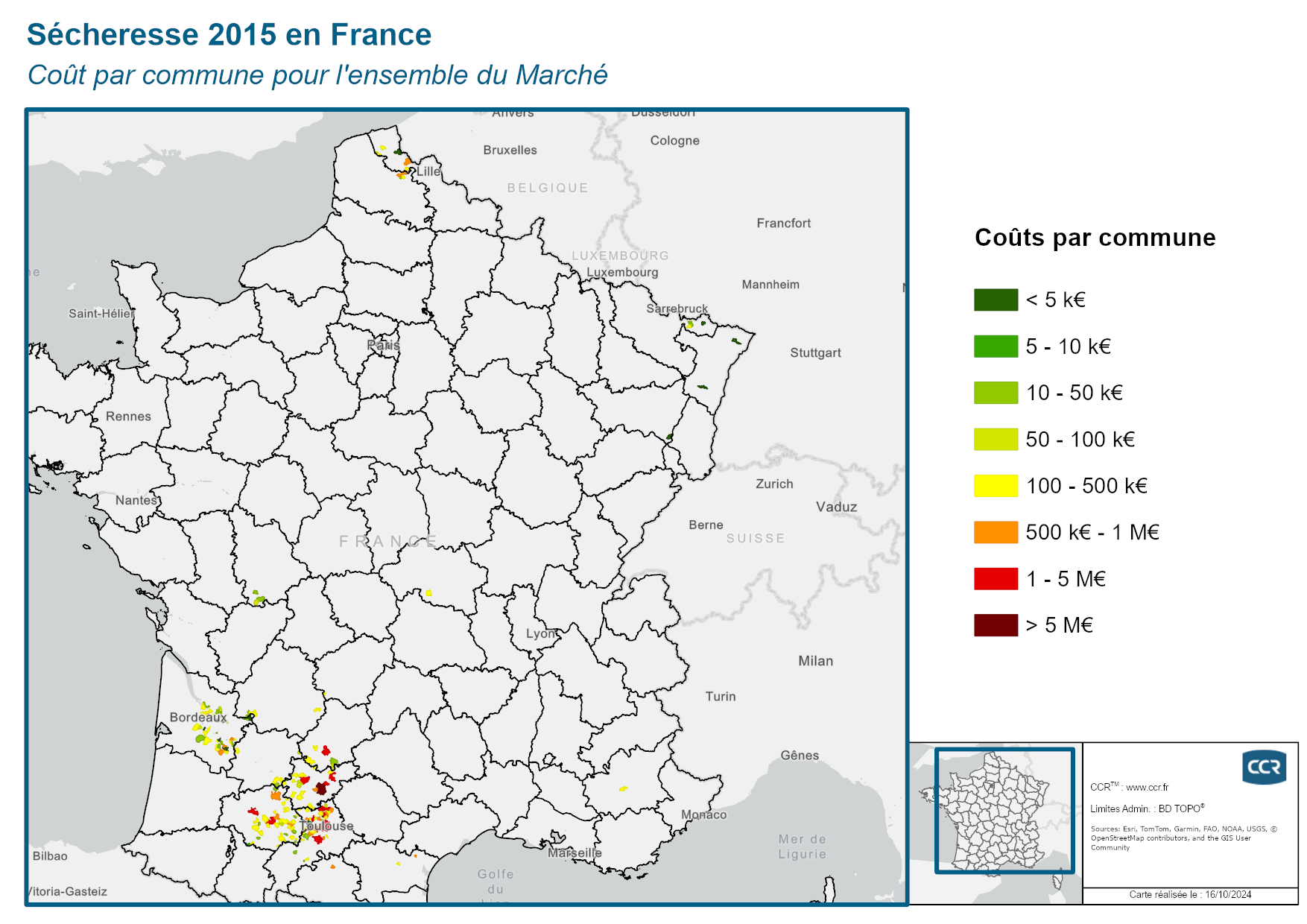 Cout par commune pour l'ensemble du marché