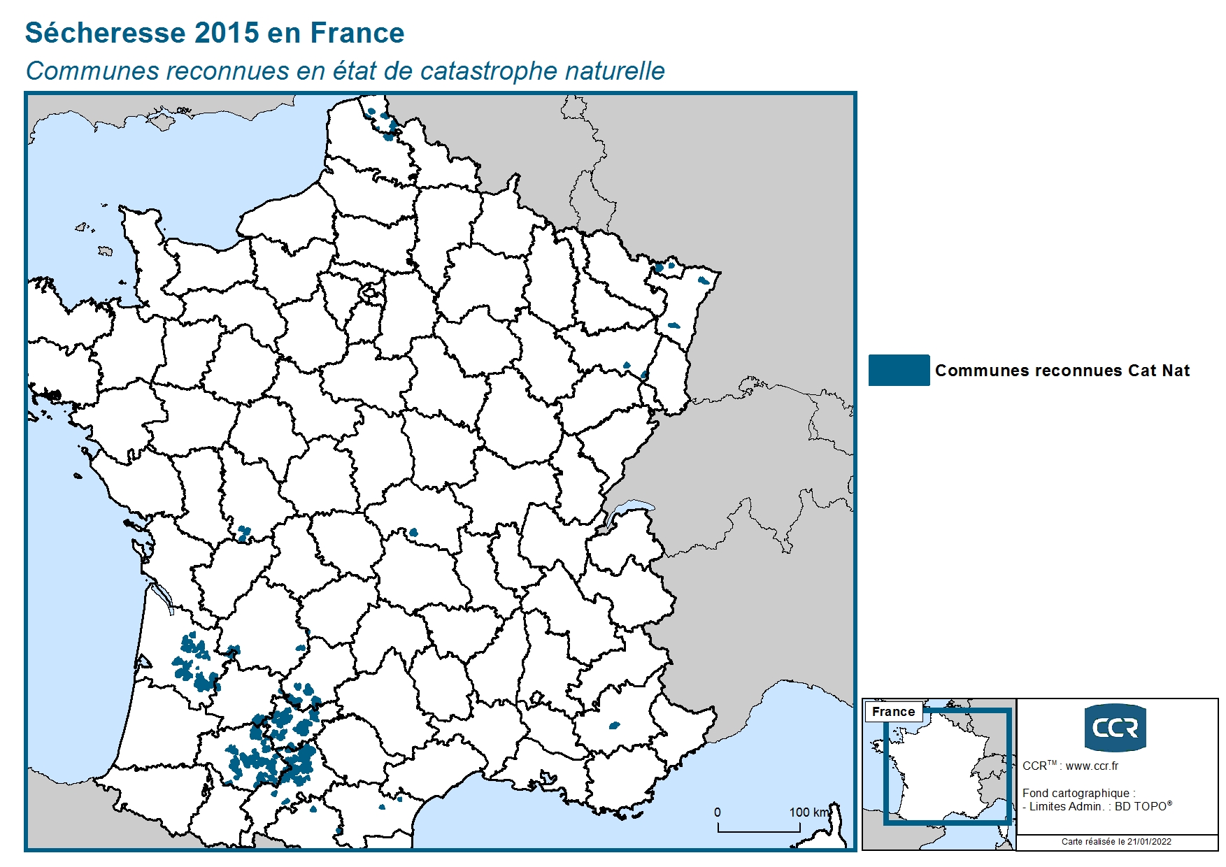 Communes reconnues en 굡t de catastrophes naturelle