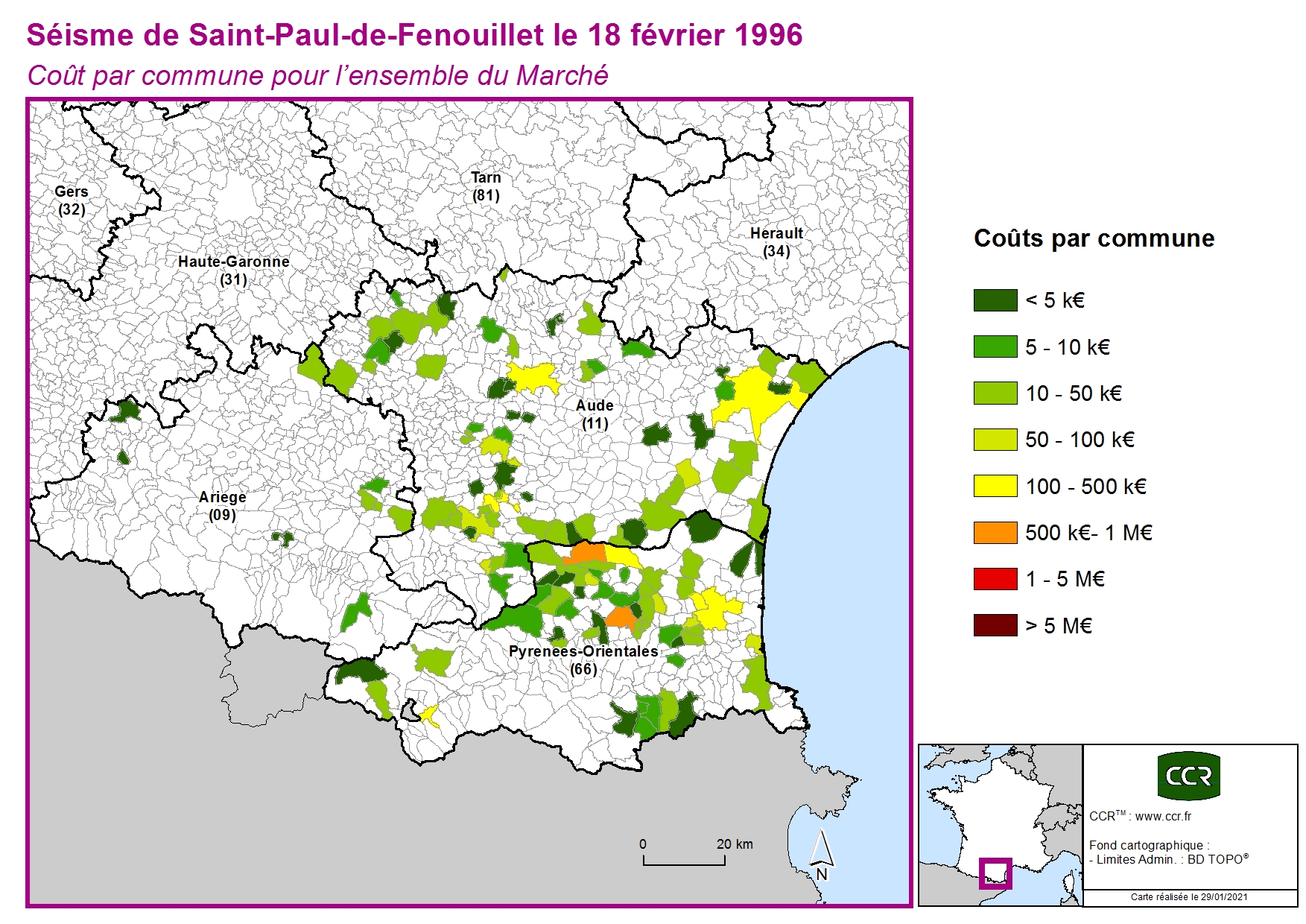 Cout par commune pour l'ensemble du marché