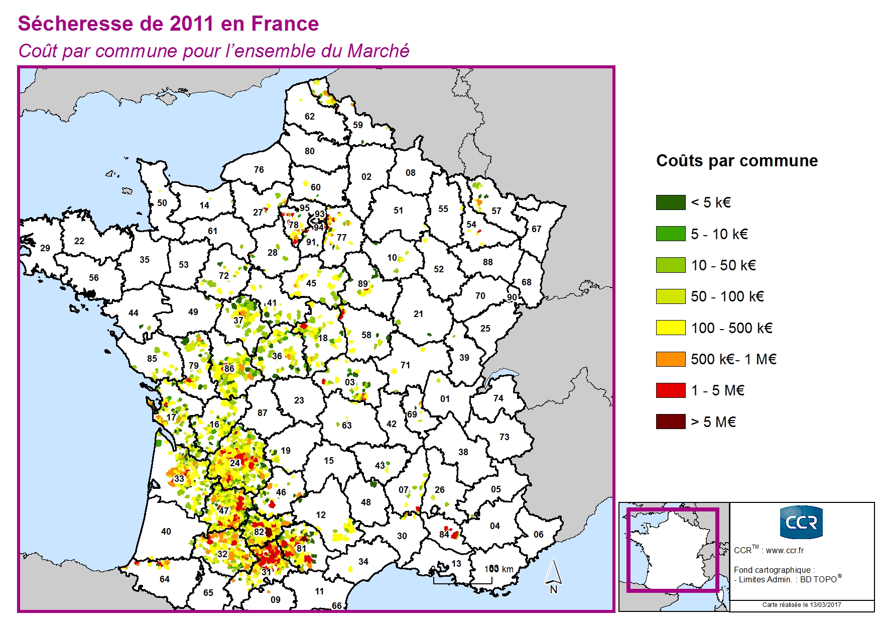 Cout par commune pour l'ensemble du marché