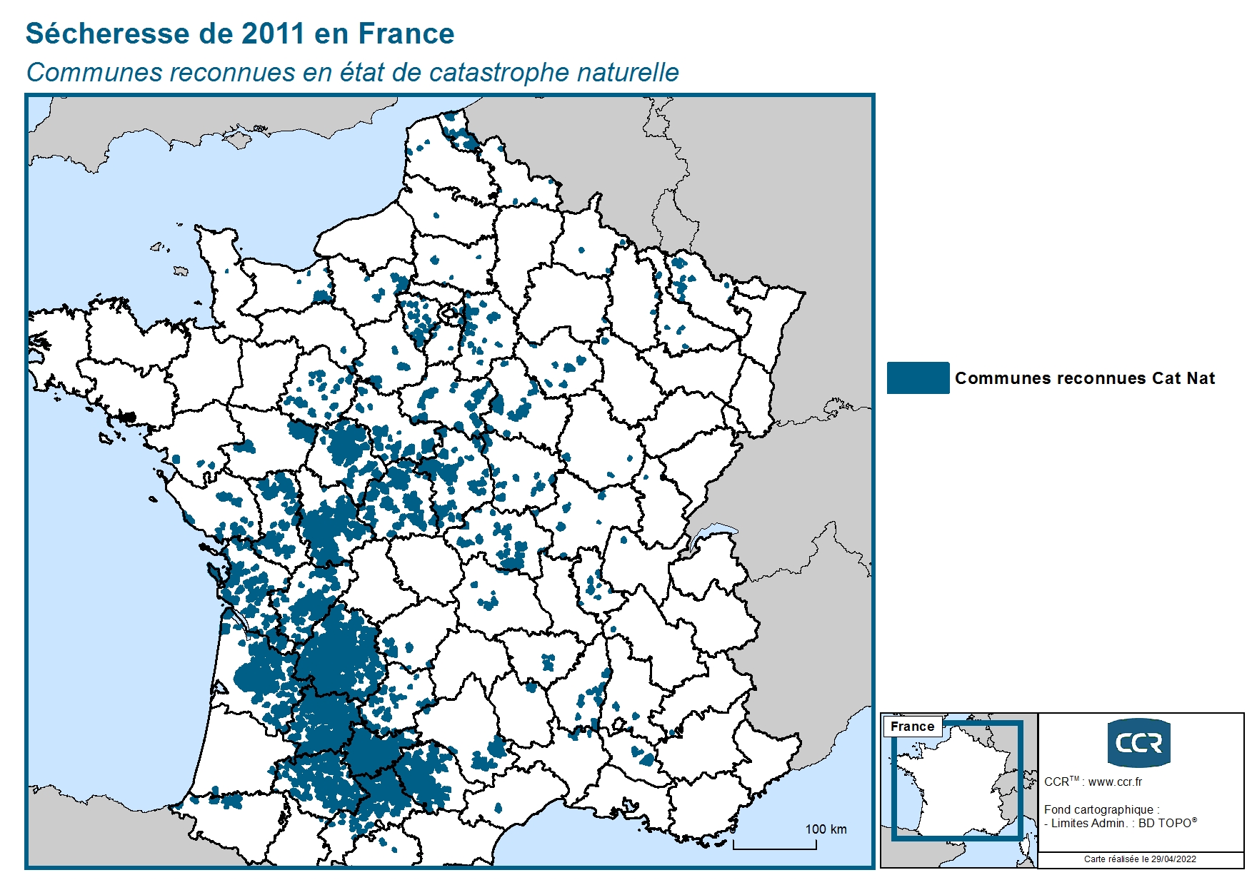 Communes reconnues en 굡t de catastrophes naturelle