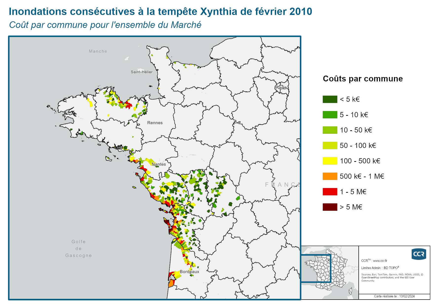 Cout par commune pour l'ensemble du marché