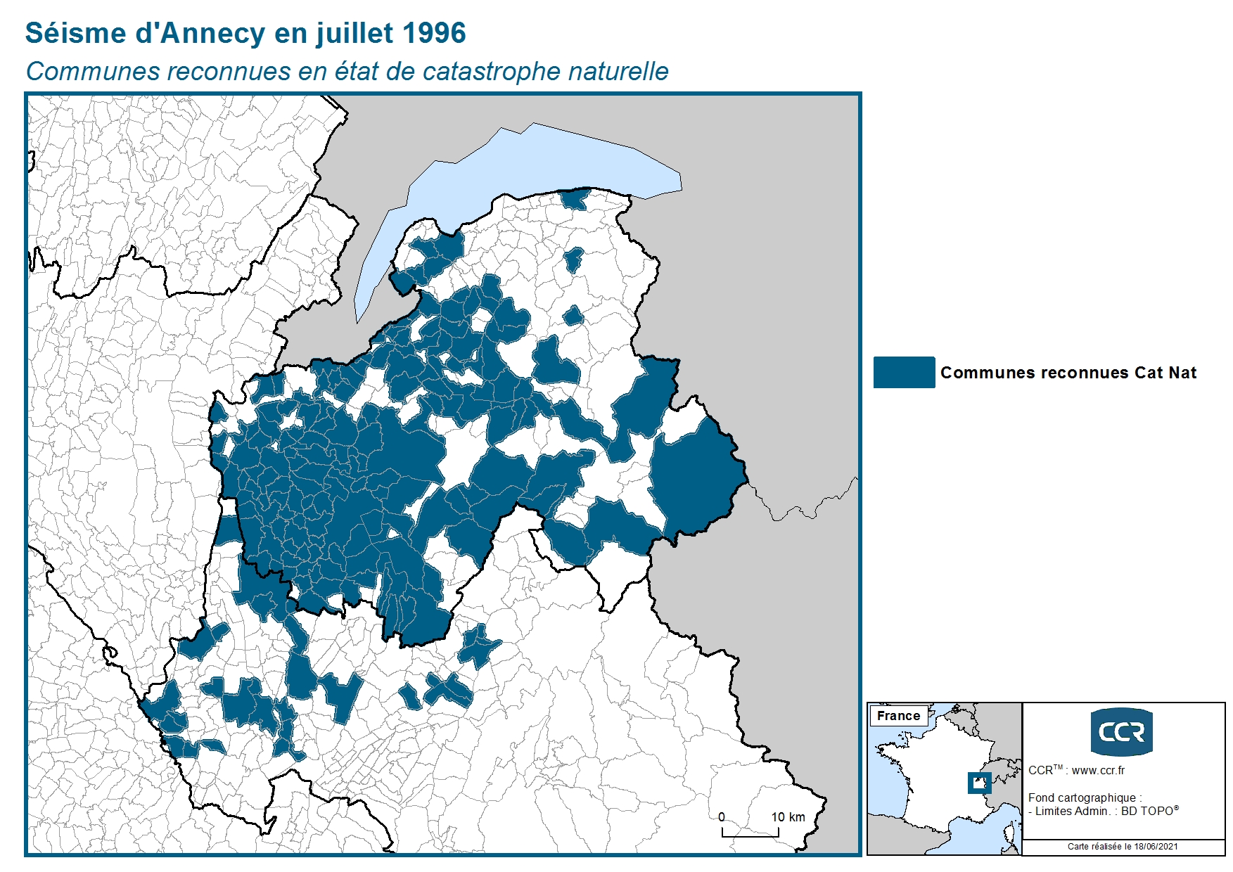 Communes reconnues en 굡t de catastrophes naturelle