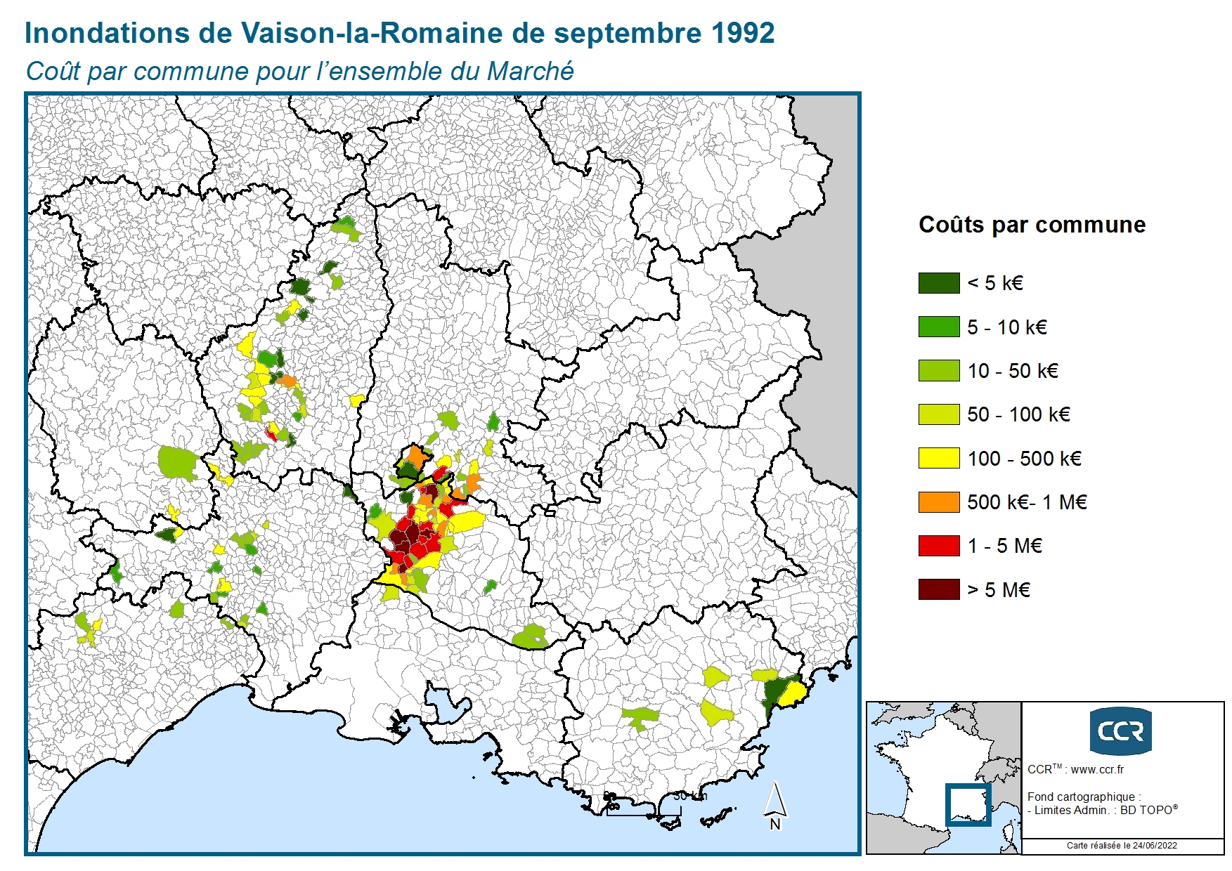 Cout par commune pour l'ensemble du marché