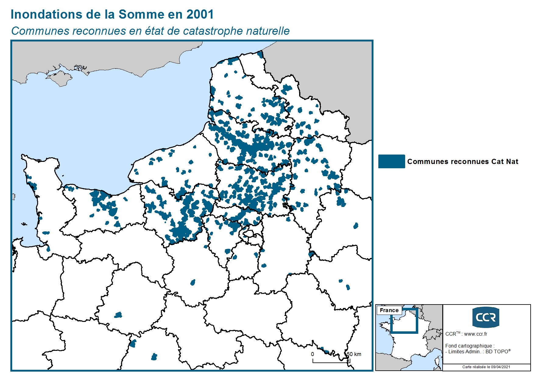 Communes reconnues en 굡t de catastrophes naturelle