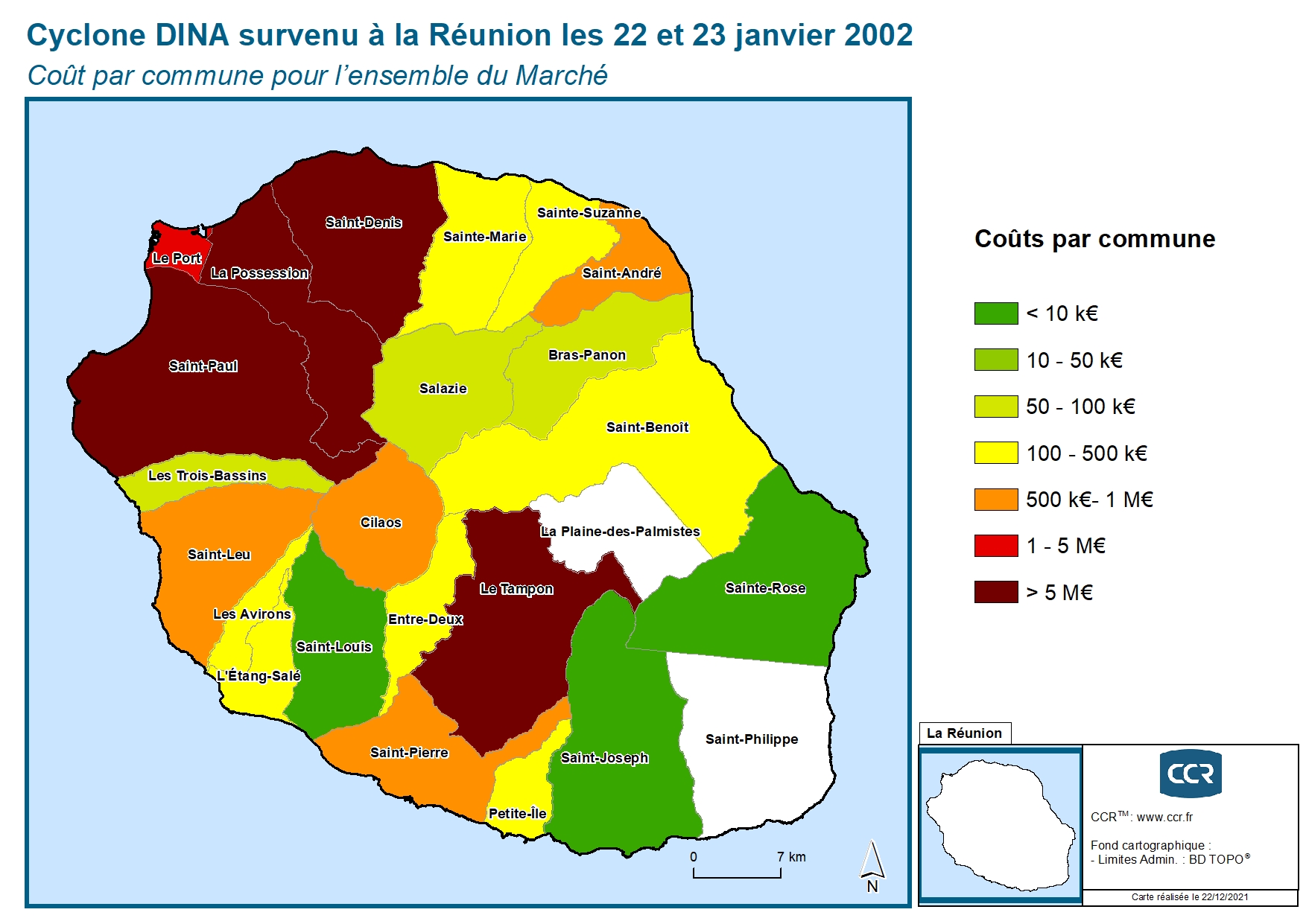 Cout par commune pour l'ensemble du marché