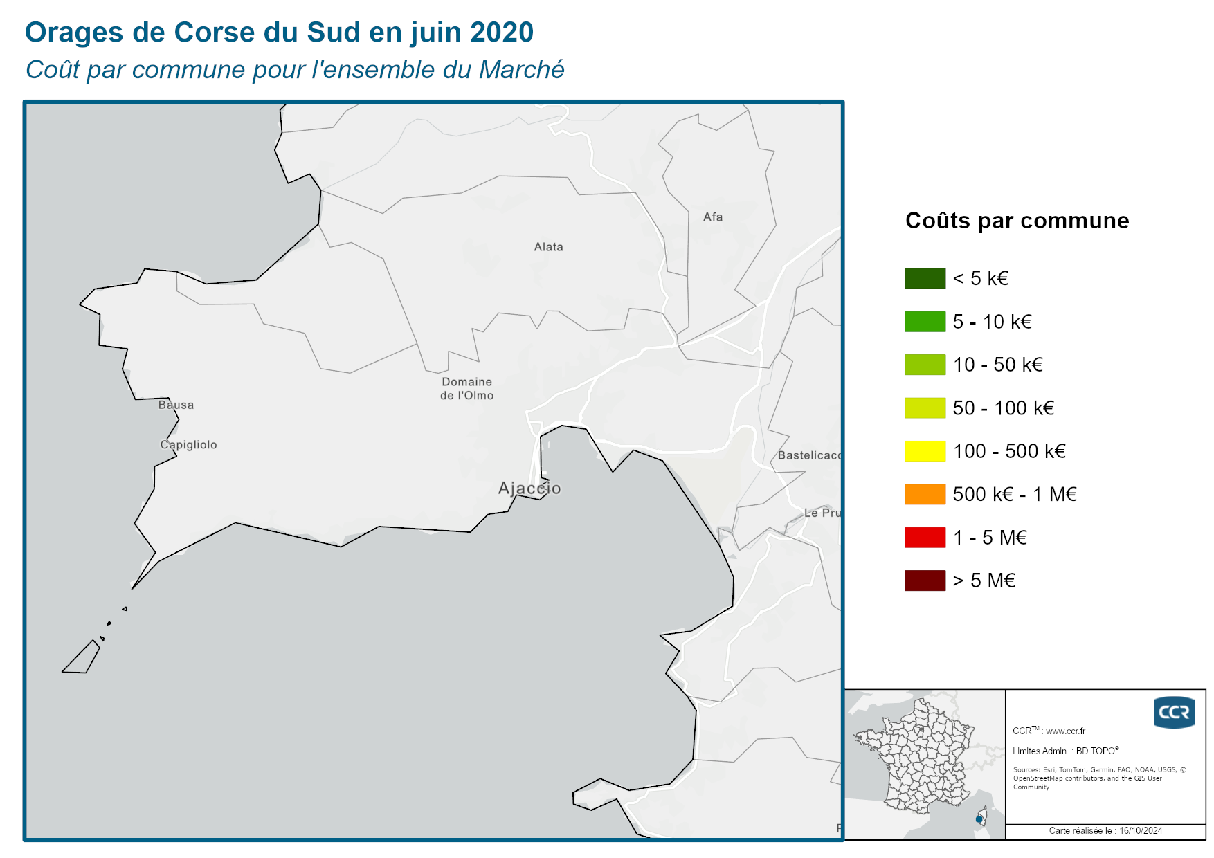 Cout par commune pour l'ensemble du marché