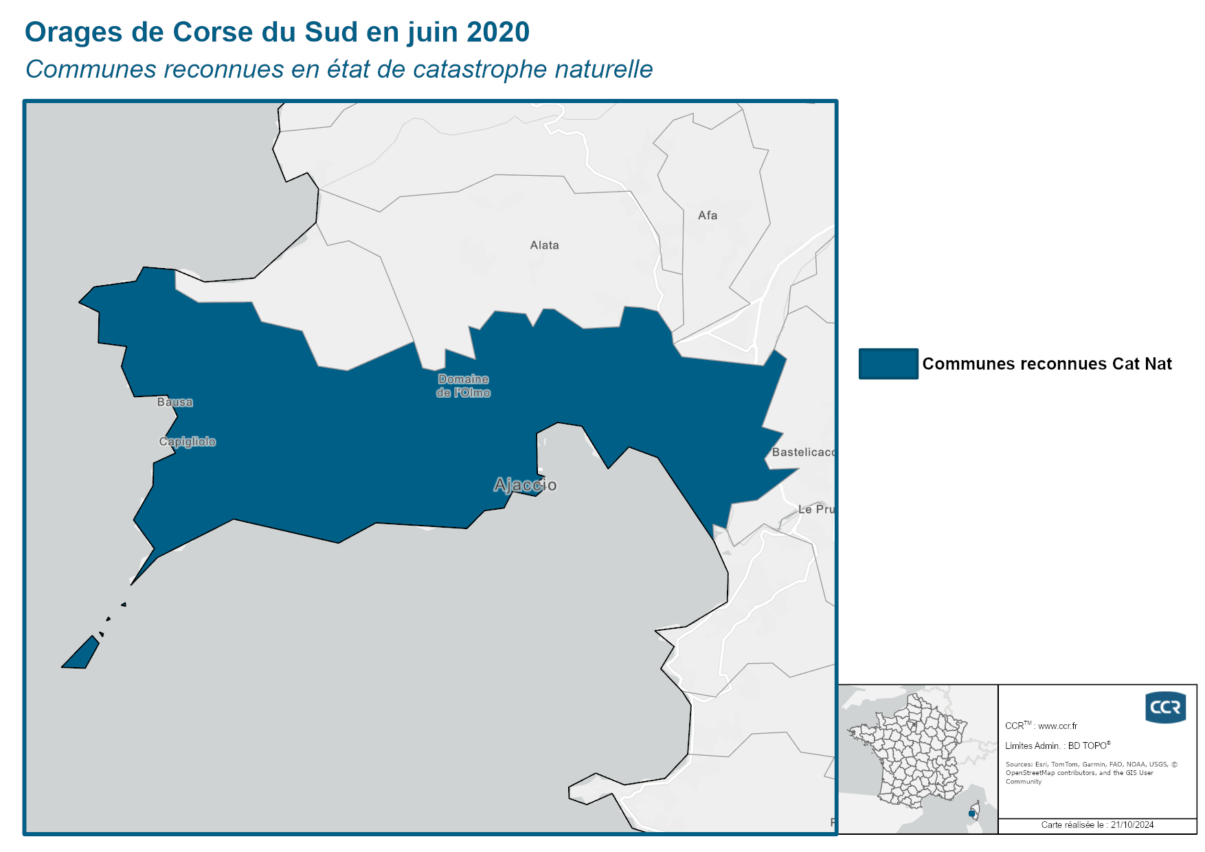 Communes reconnues en 굡t de catastrophes naturelle