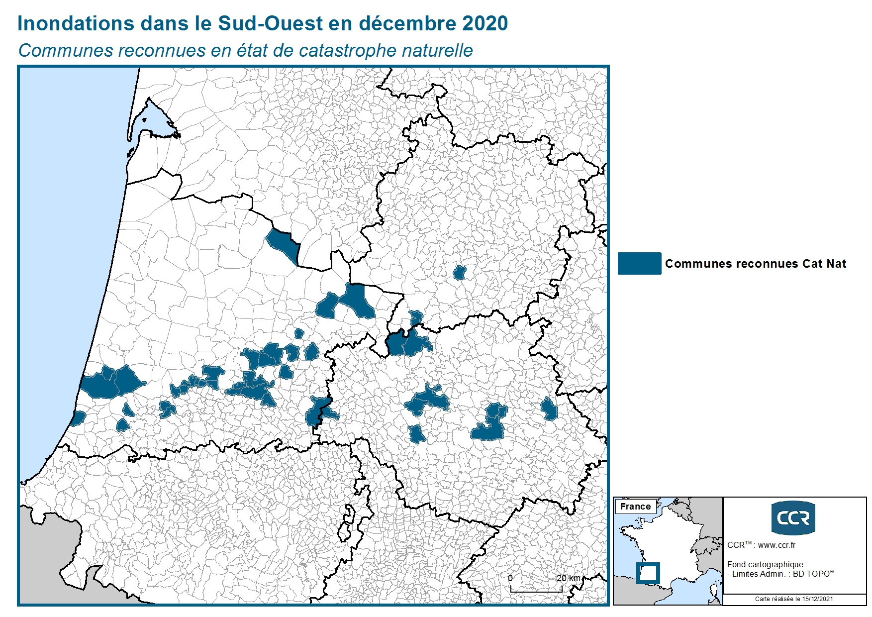 Communes reconnues en 굡t de catastrophes naturelle