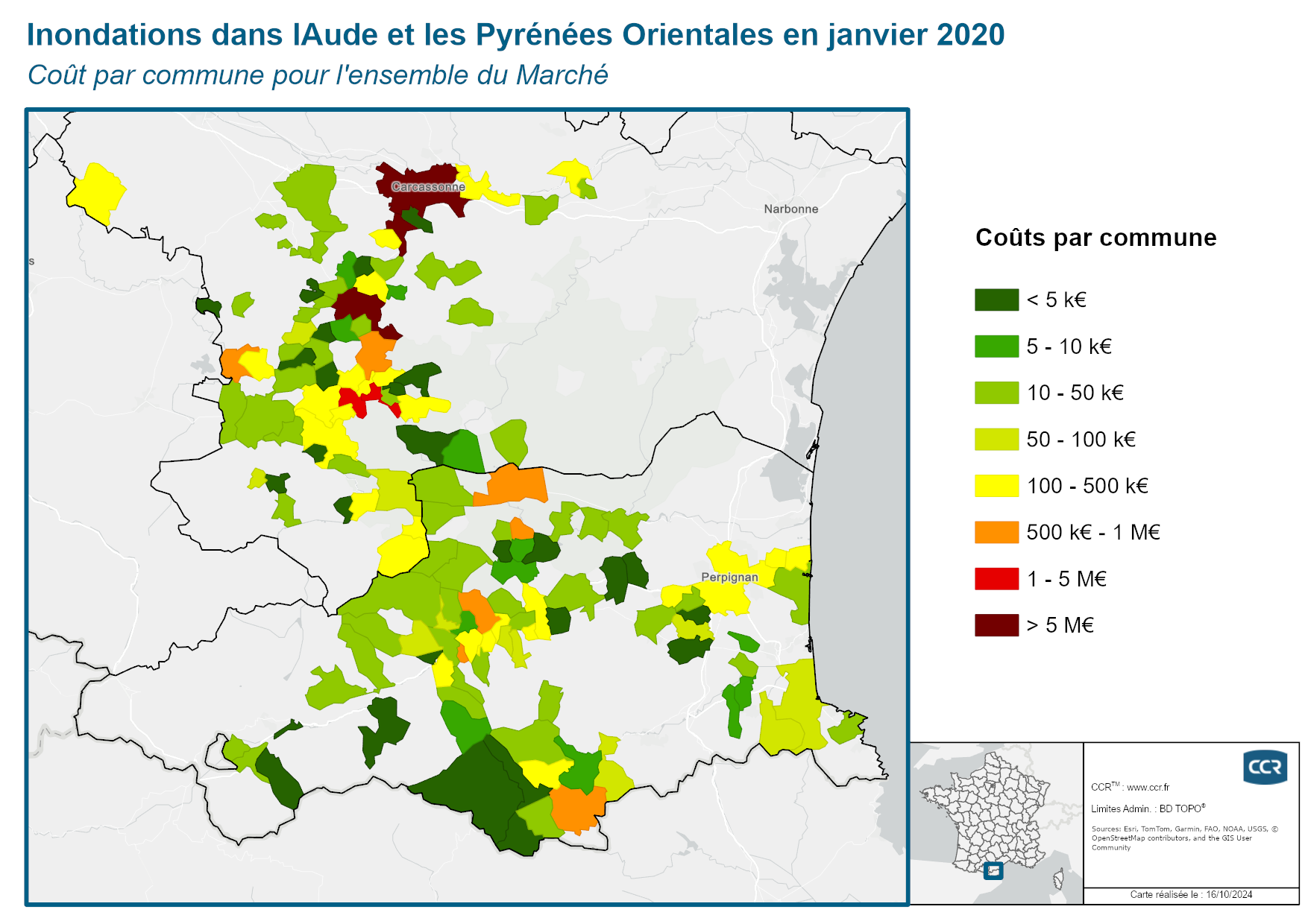 Cout par commune pour l'ensemble du marché