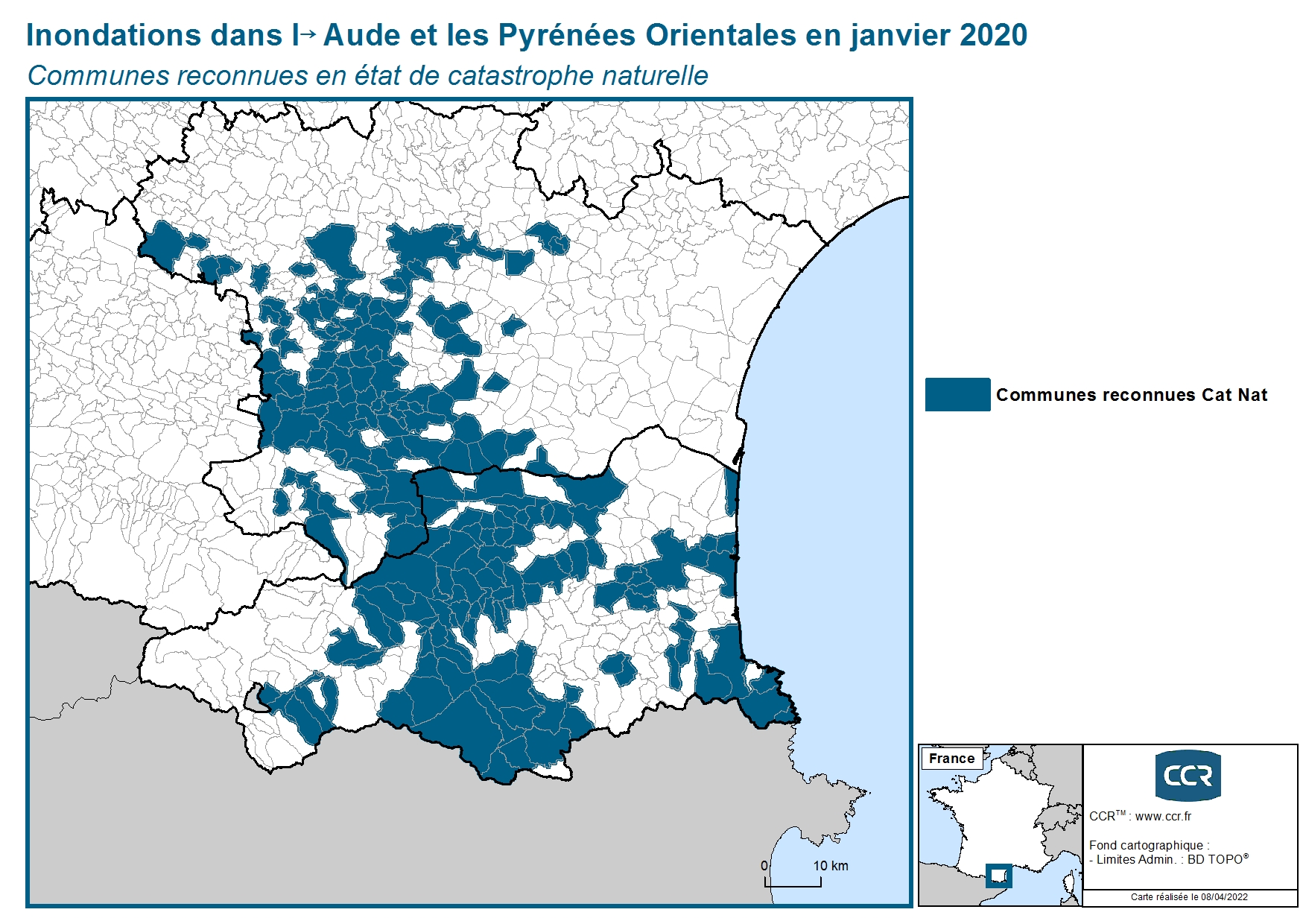 Communes reconnues en 굡t de catastrophes naturelle