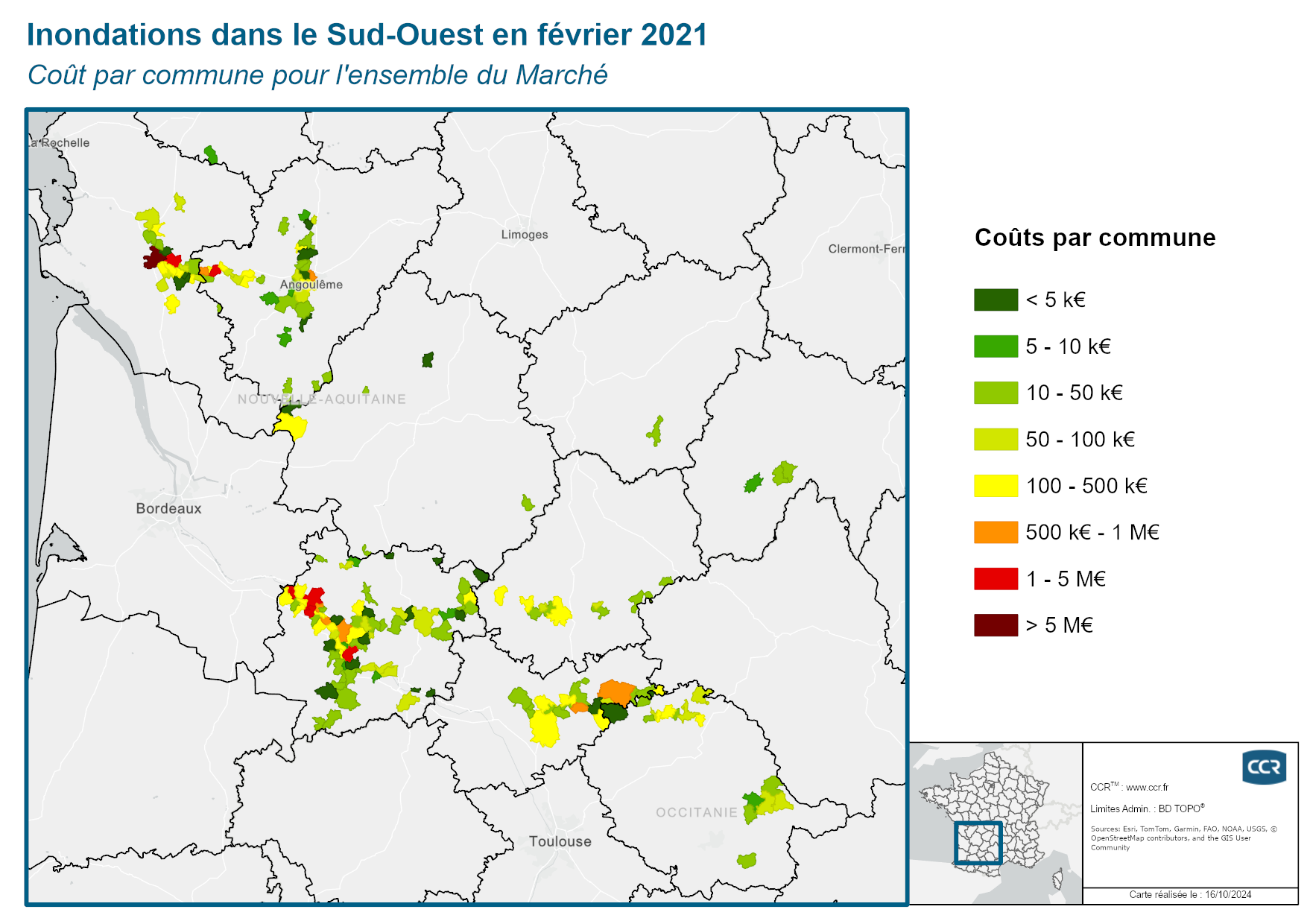 Cout par commune pour l'ensemble du marché