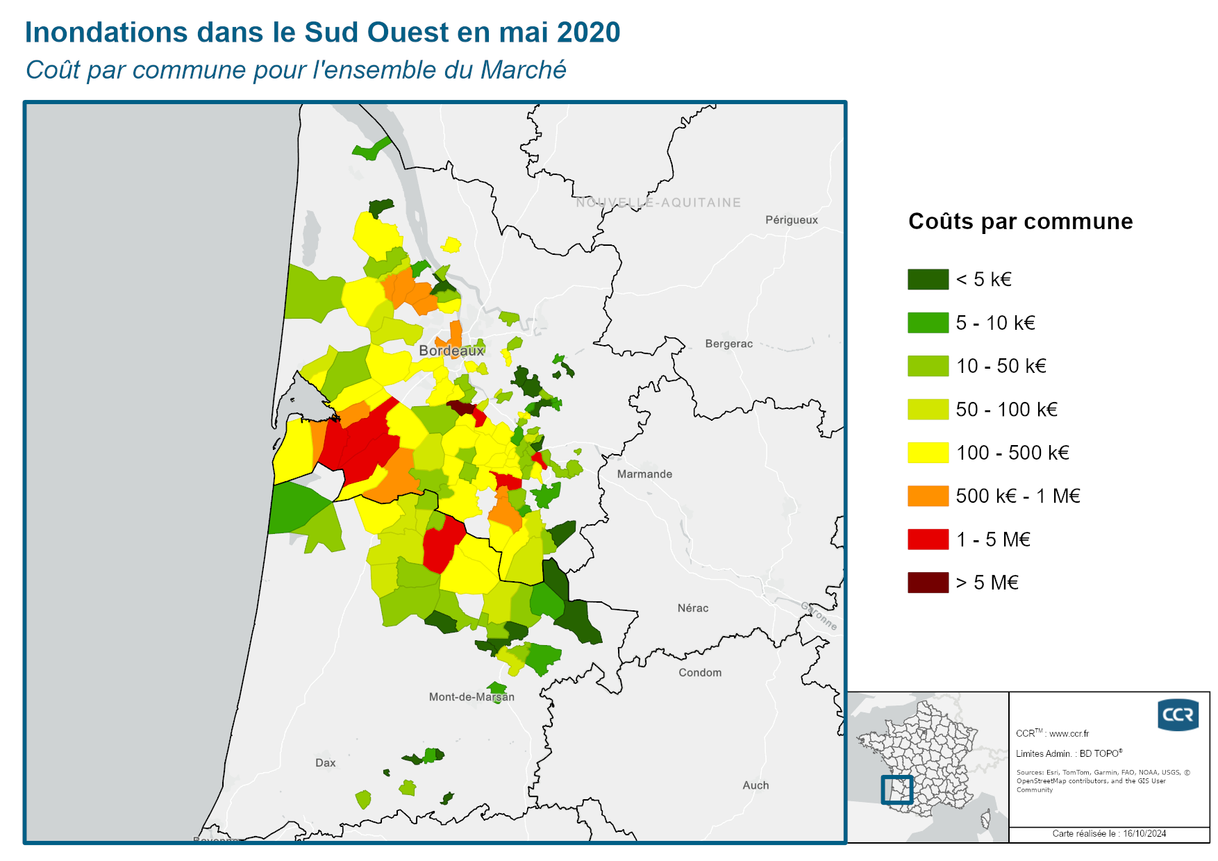 Cout par commune pour l'ensemble du marché