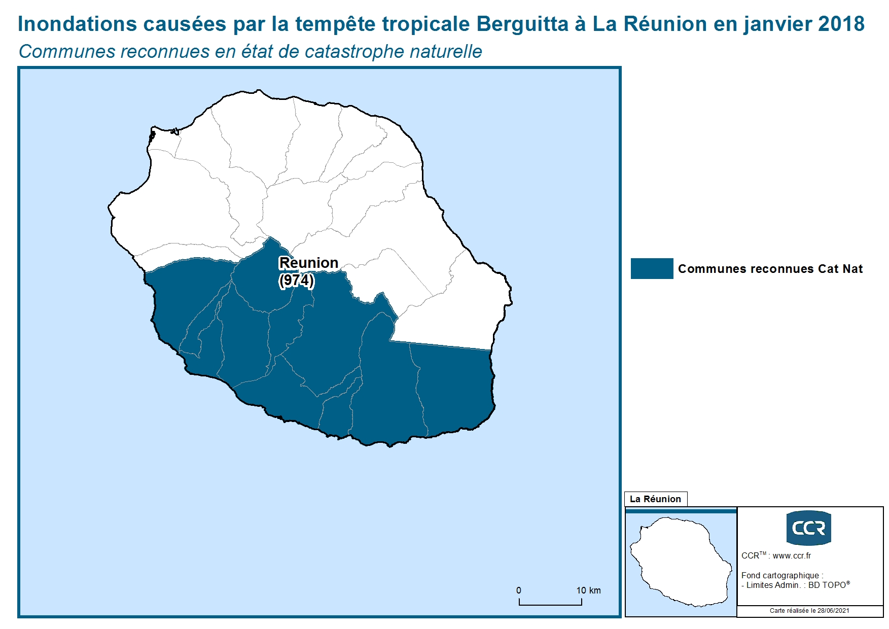 Communes reconnues en 굡t de catastrophes naturelle