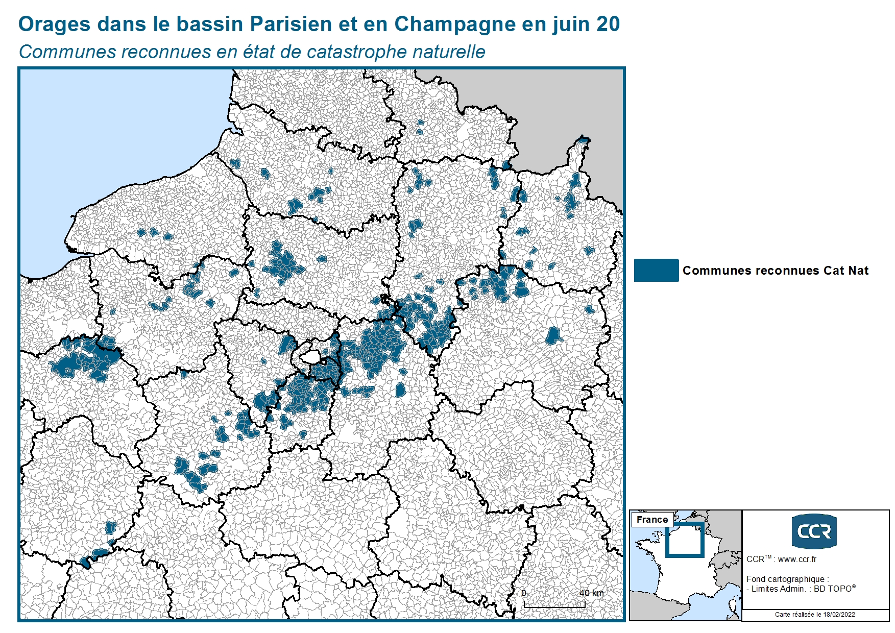 Communes reconnues en 굡t de catastrophes naturelle