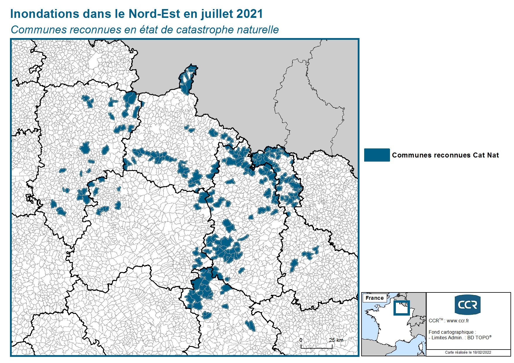 Communes reconnues en 굡t de catastrophes naturelle