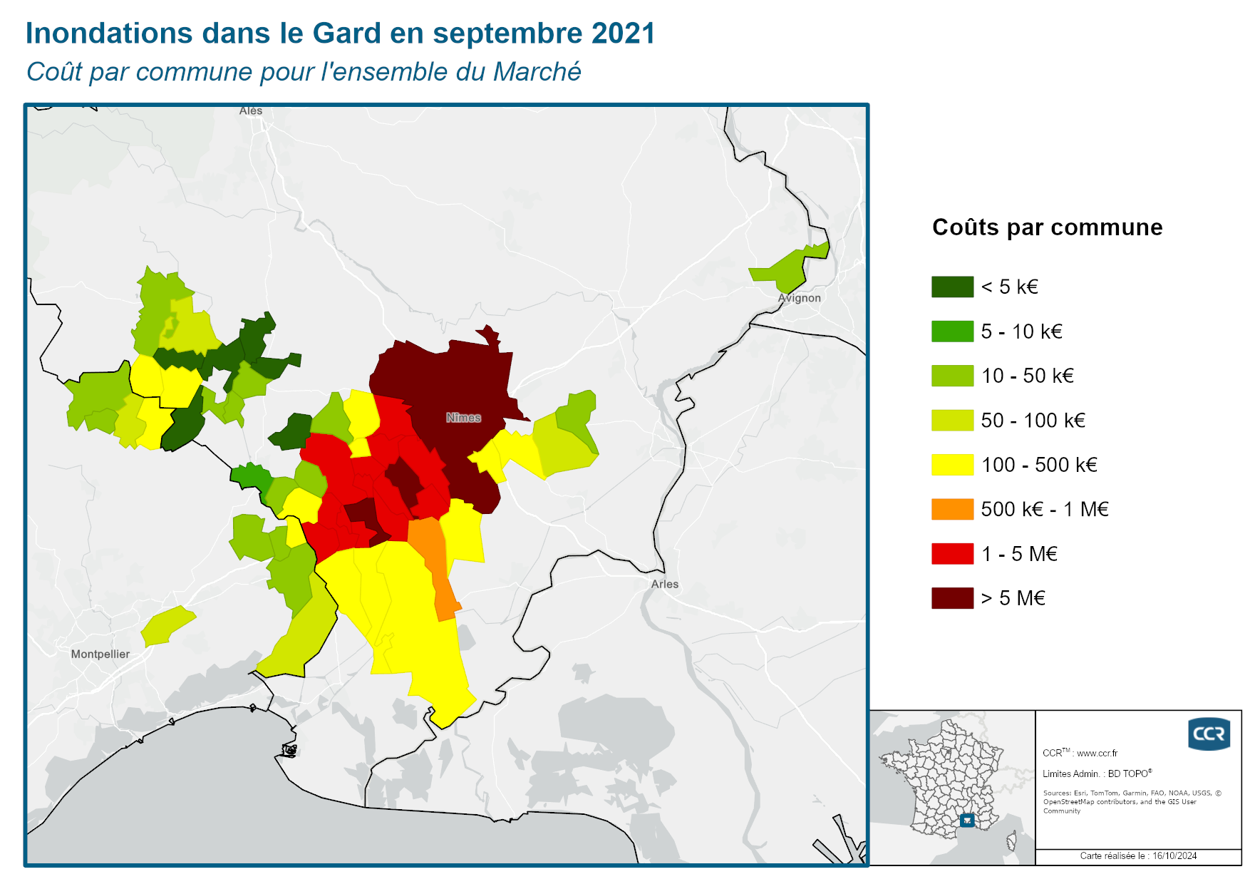 Cout par commune pour l'ensemble du marché