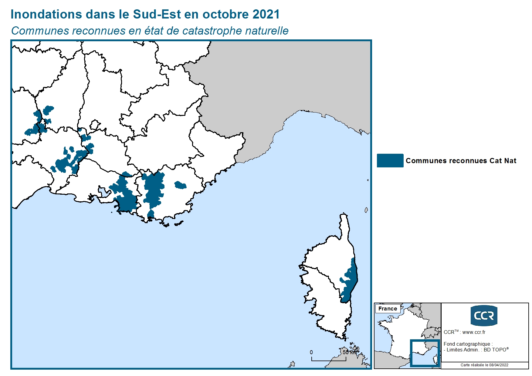 Communes reconnues en 굡t de catastrophes naturelle