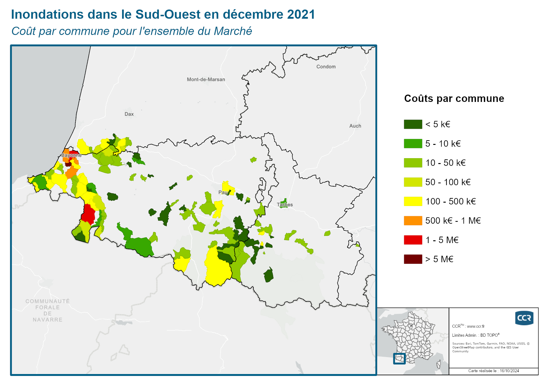 Cout par commune pour l'ensemble du marché