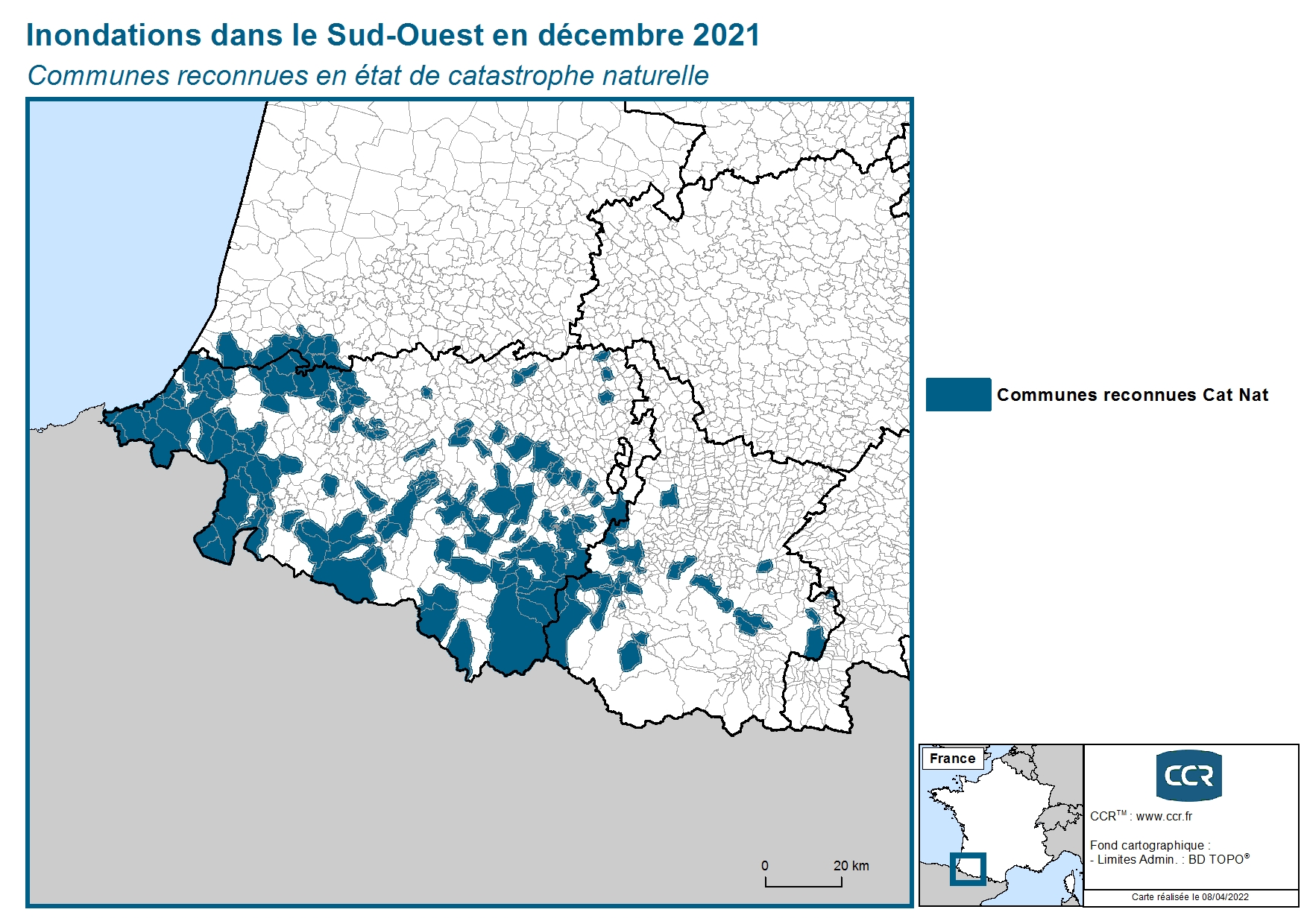 Communes reconnues en 굡t de catastrophes naturelle